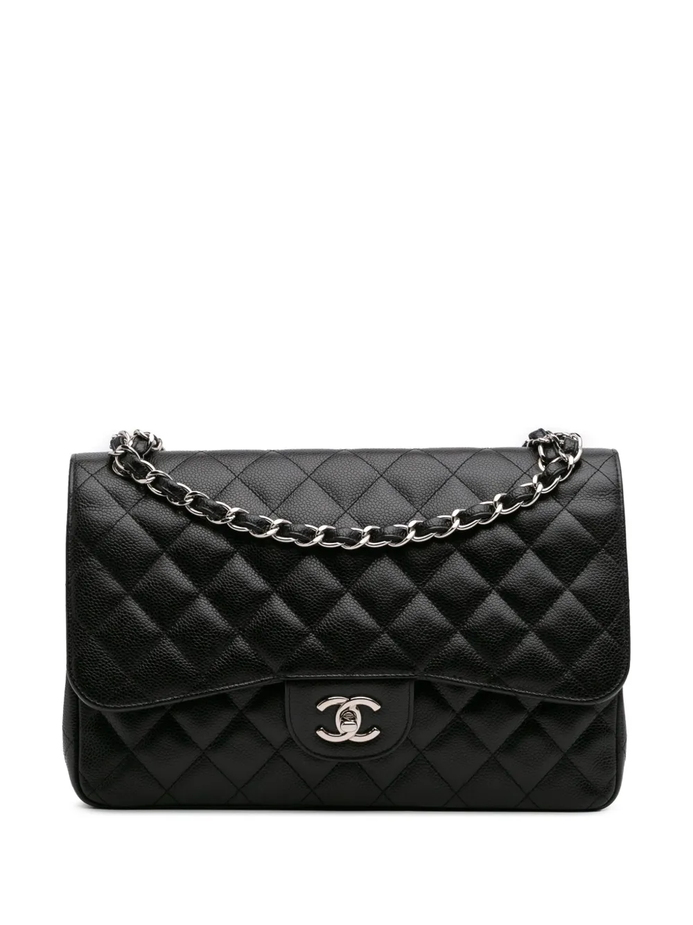 CHANEL Pre-Owned 2014 ジャンボ クラシック キャビア ダブルフラップ ショルダーバッグ - ブラック CHANEL Pre-Owned 2014 ジャンボ クラシック キャビア ダブルフラップ ショルダーバッグ - ブラック