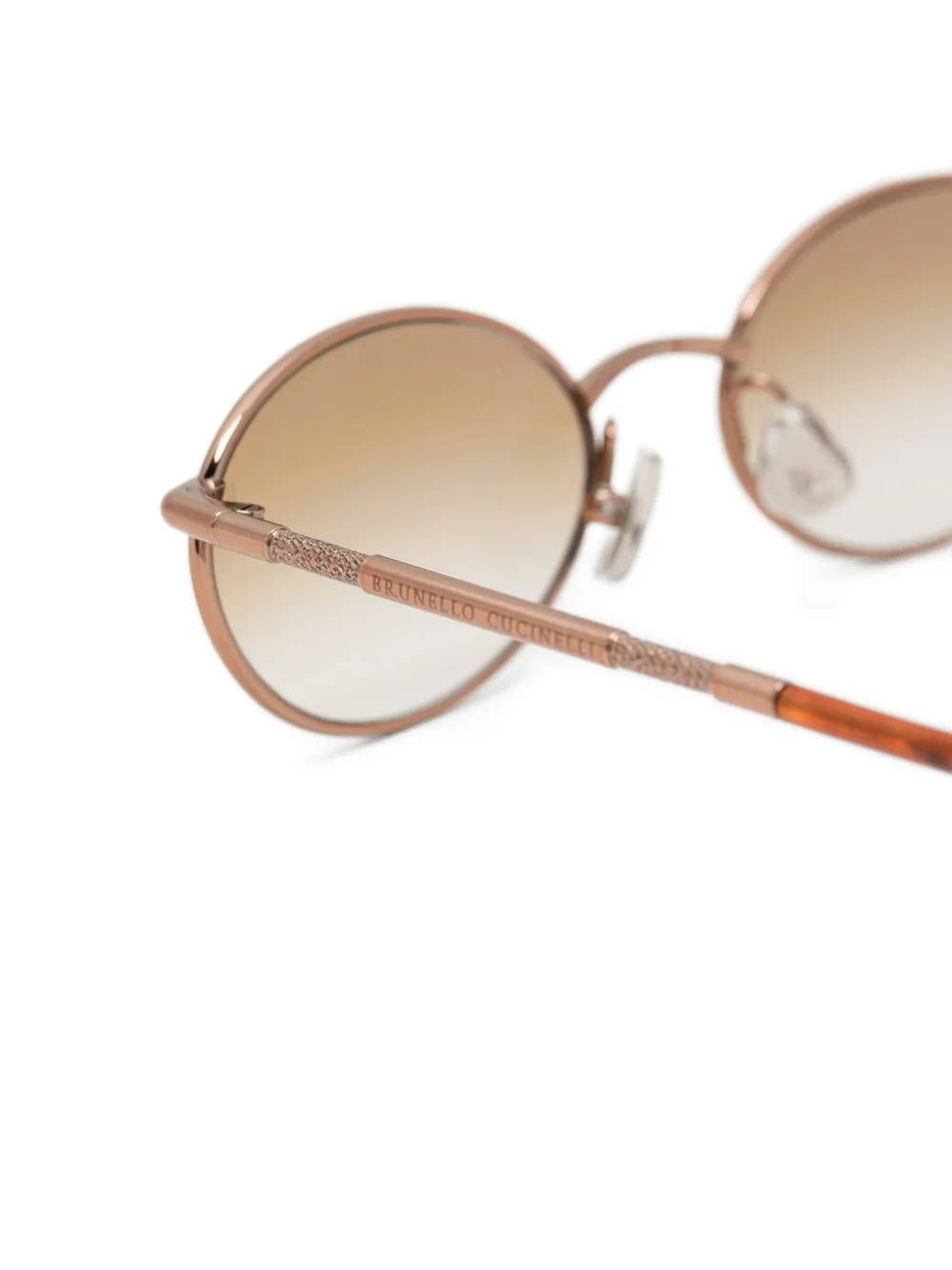 Brunello Cucinelli Timeless Reflections zonnebril met rond montuur Bruin