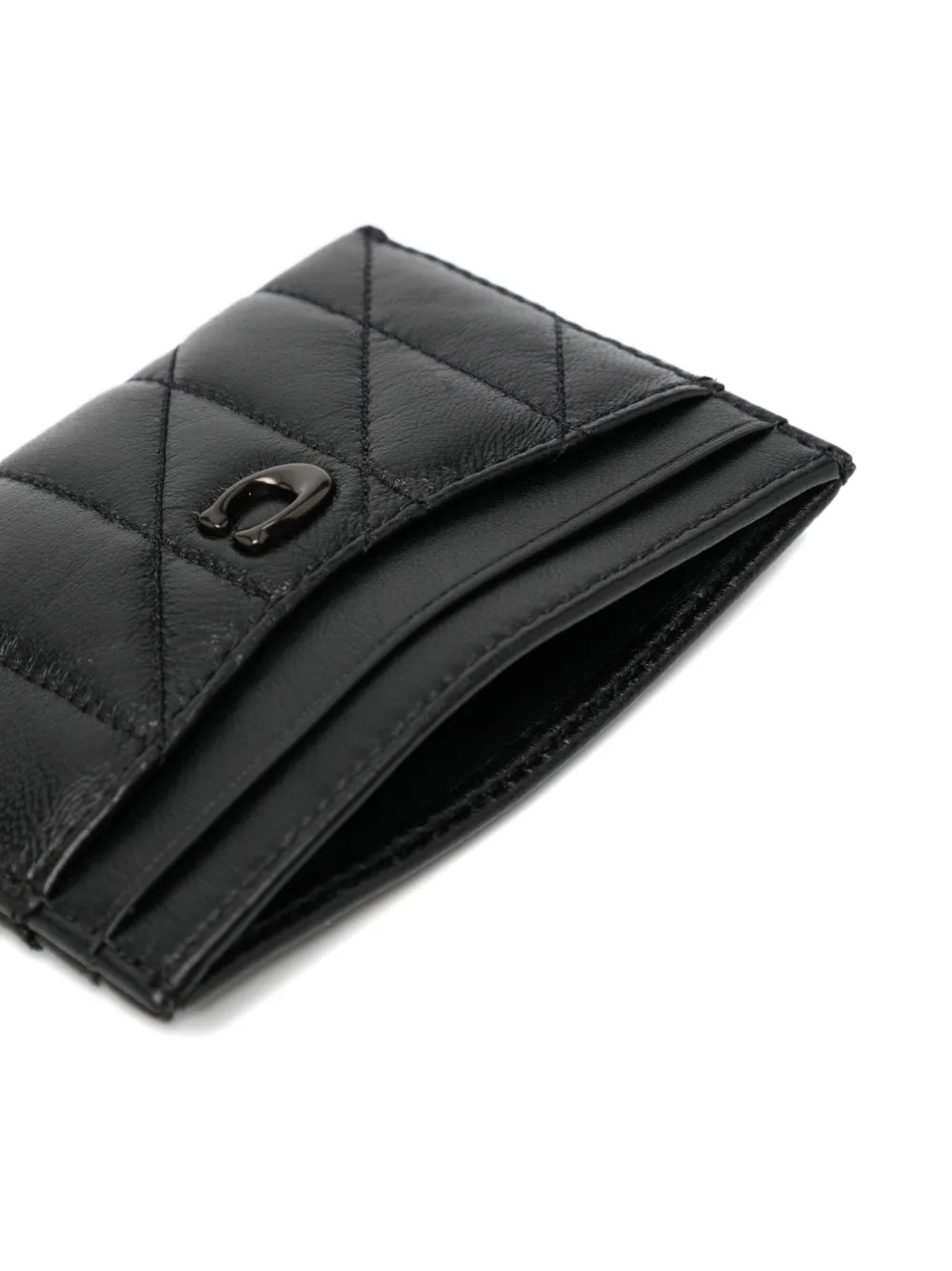  Coach Essential Leather Card Holder - Black 