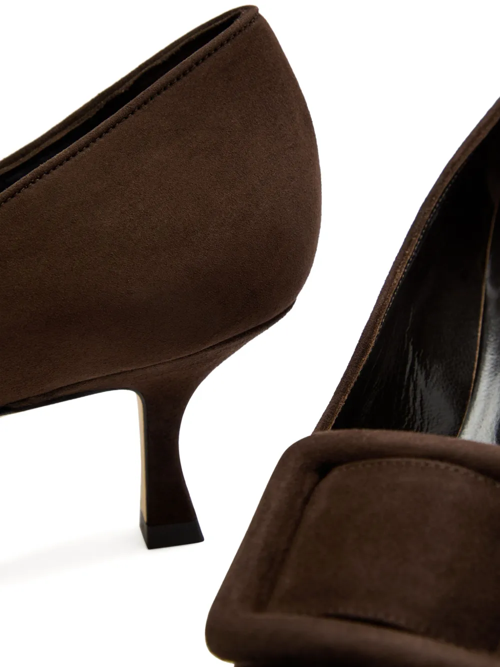 Manolo Blahnik 50mm buckle-embellishment suede pumps Brown