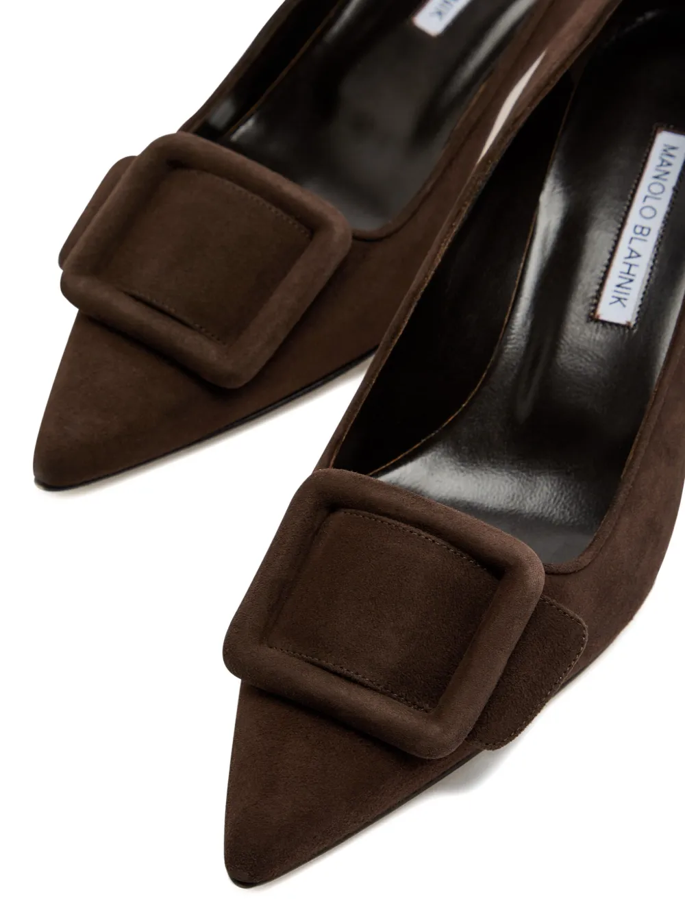 Manolo Blahnik 50mm buckle-embellishment suede pumps Brown