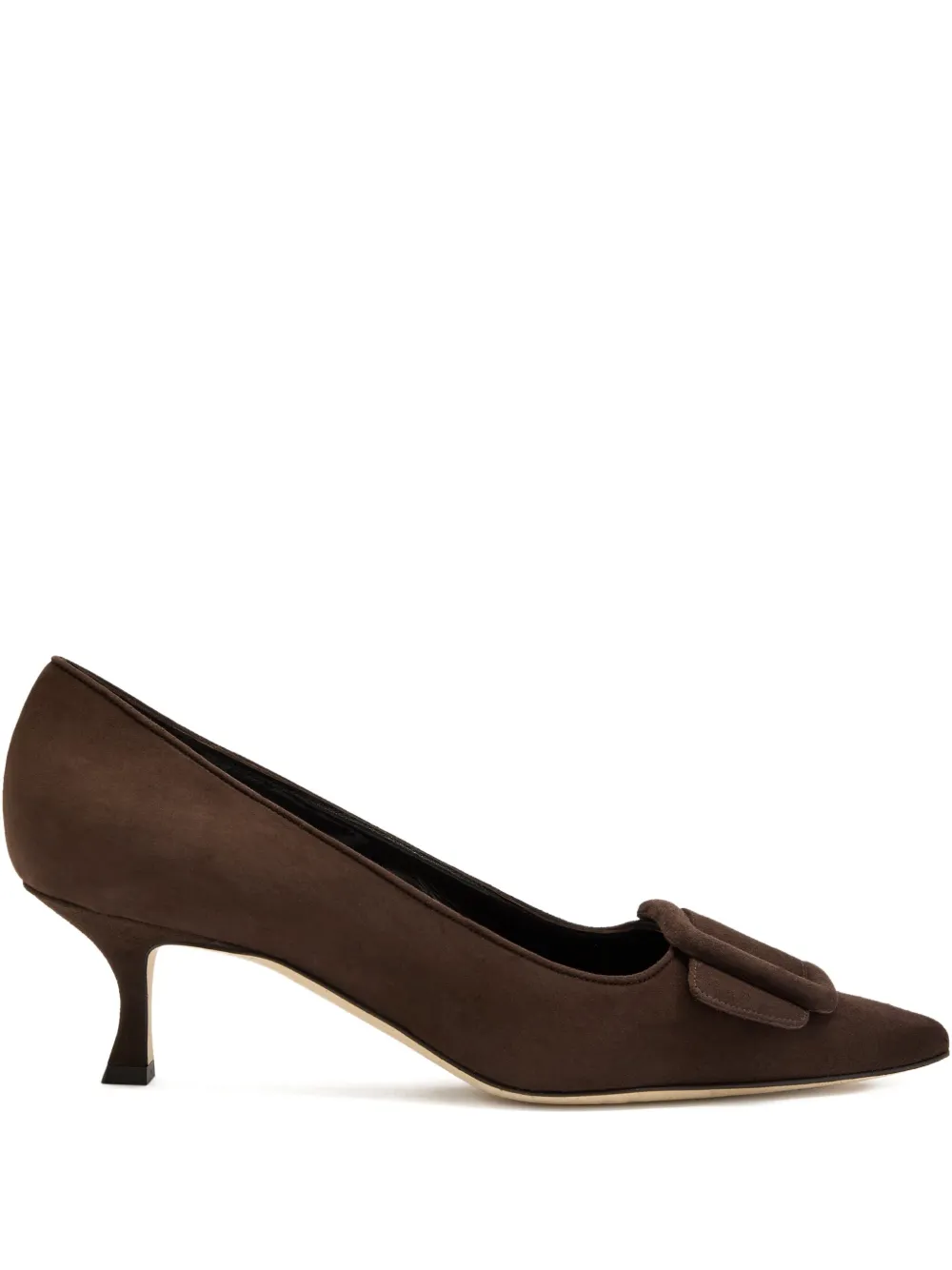 Manolo Blahnik 50mm Buckle-embellishment Suede Pumps In Brown