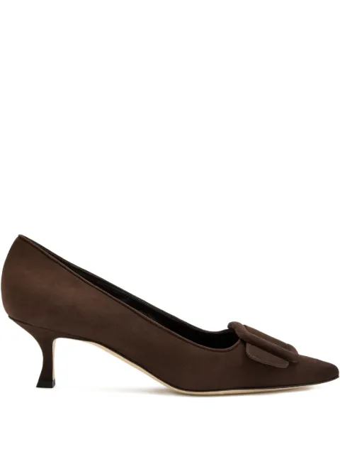 Manolo Blahnik 50mm buckle-embellishment suede pumps