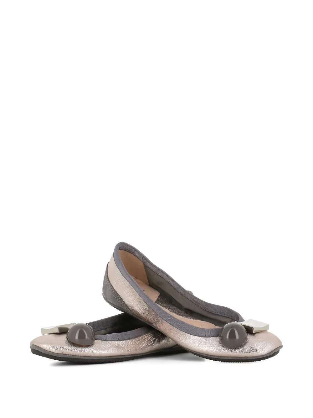 Dove Nuotano Gli Squali metallic leather ballet flats Silver