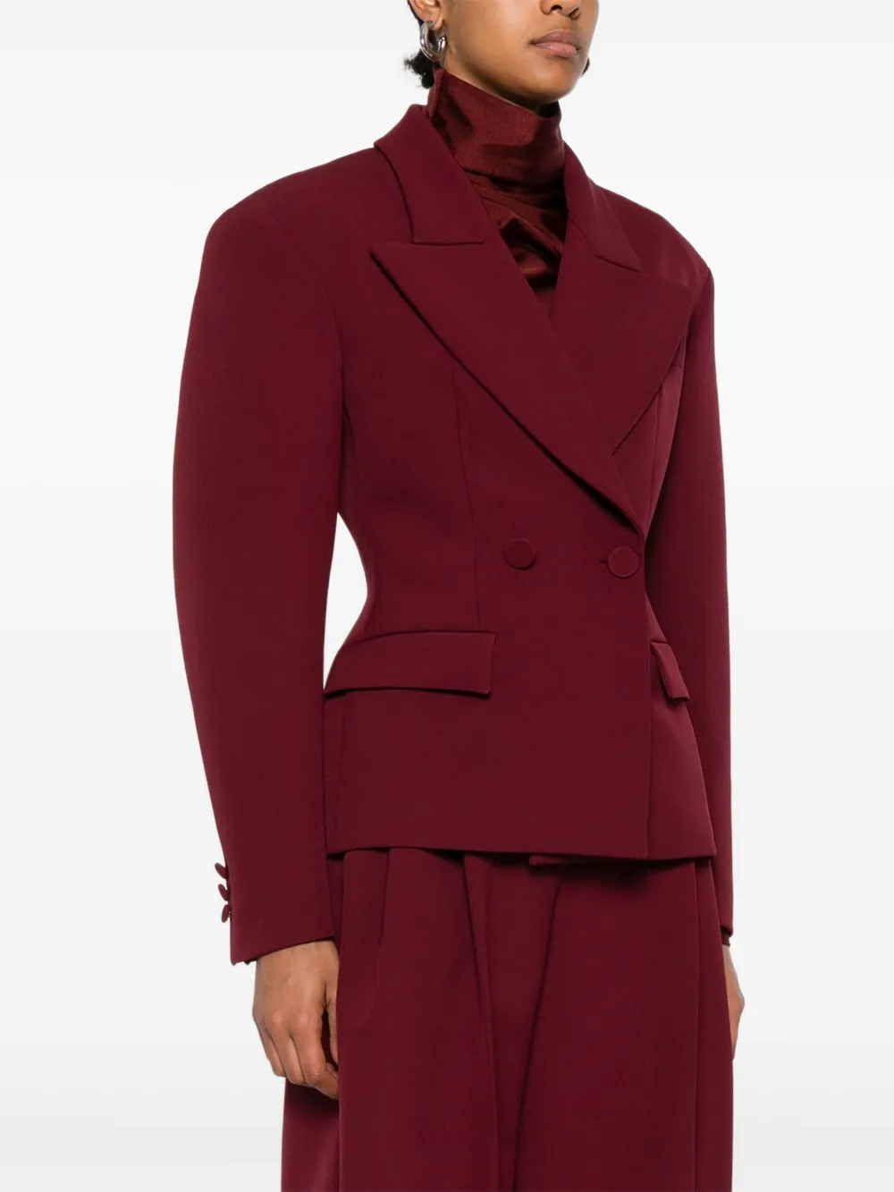 The Andamane Tailored Jacket With Double-breasted Design And Lapels In Burgundy