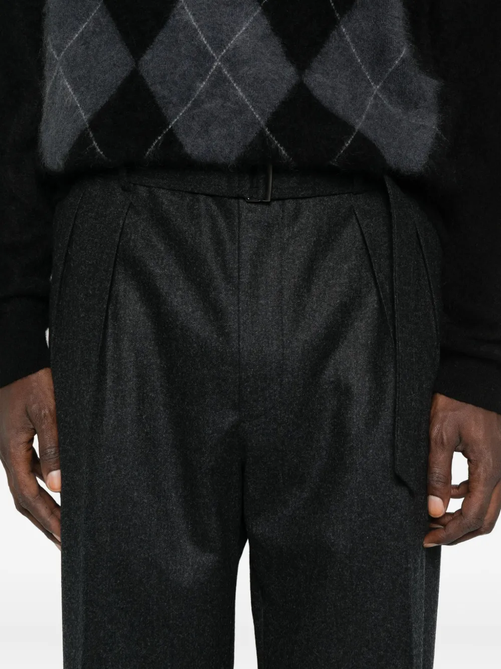 Tagliatore Pleated Belted Trousers In Black