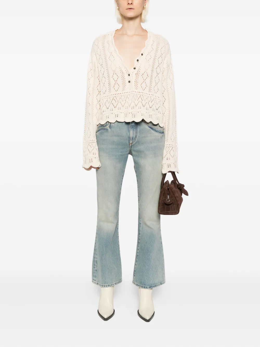 Free People Charlotte gebreide top Beige