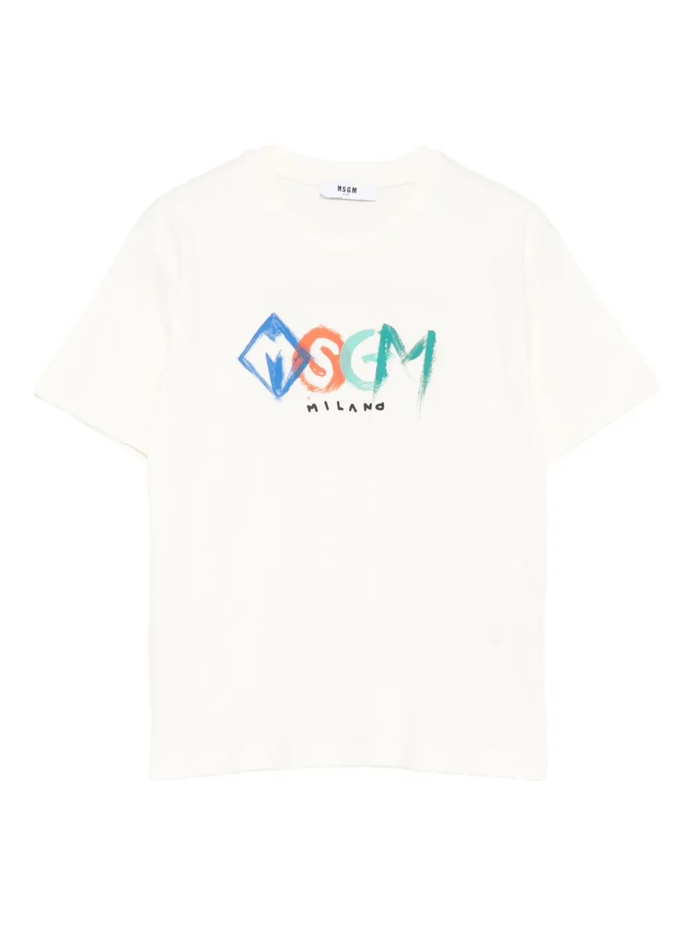 Msgm Kids' Logo-print Cotton T-shirt In White