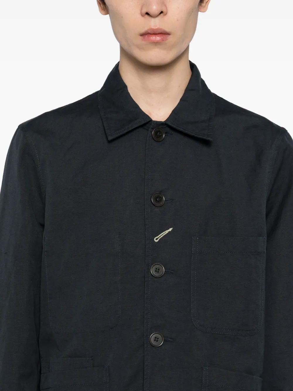 Universal Works Bakers Linen Jacket In Blue
