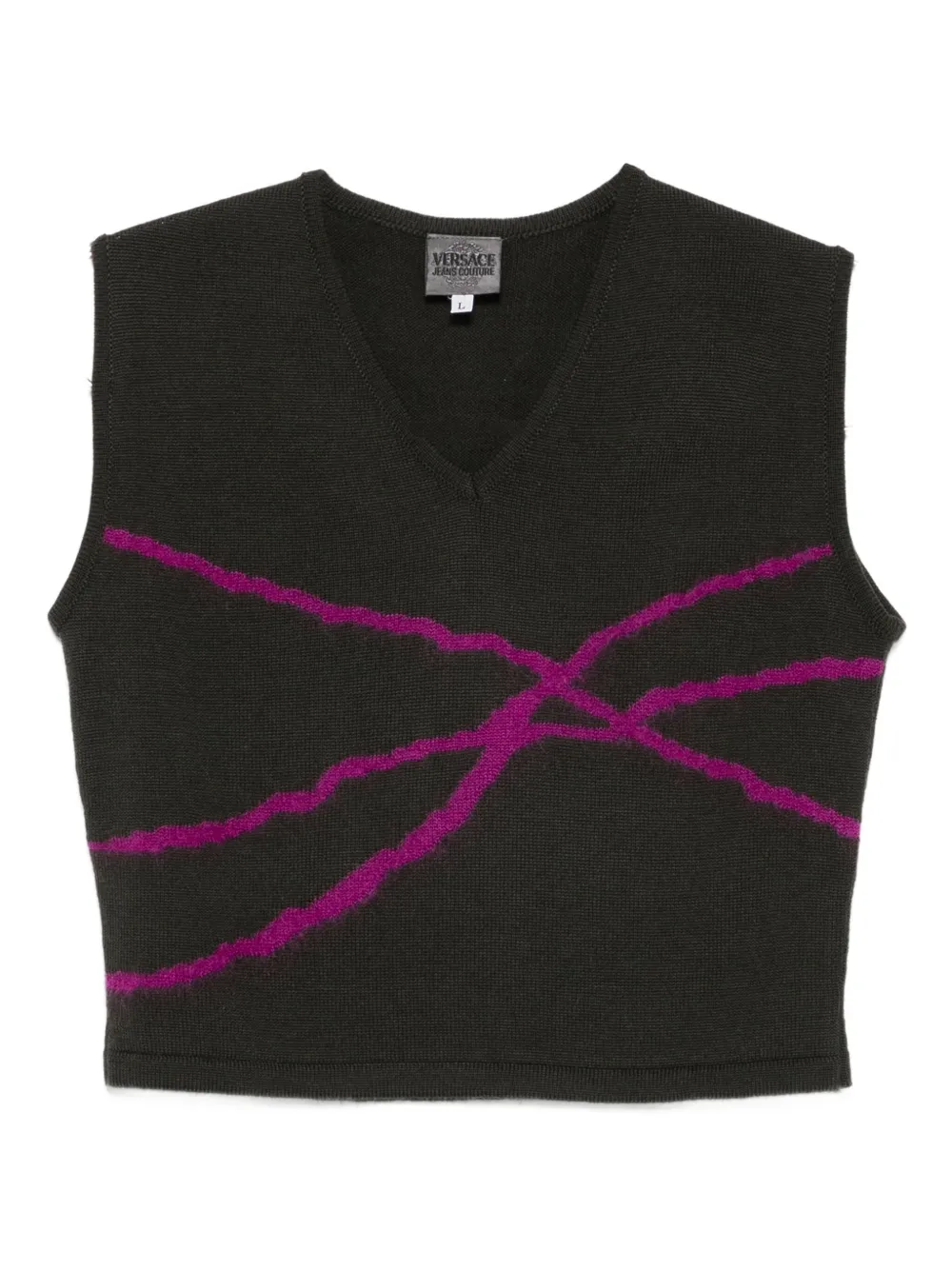 2000s v-neck stripe-detail vest