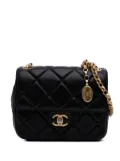 CHANEL Pre-Owned 2021-2025 Mini Quilted Lambskin Bijoux Logo Chain Square Flap crossbody bag - Black