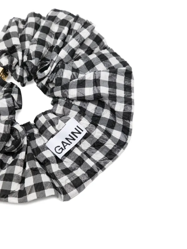【tama1さま】GANNI／Scrunchie Jacquard 36 Black/Black Black Check Scrunchie | GANNI US