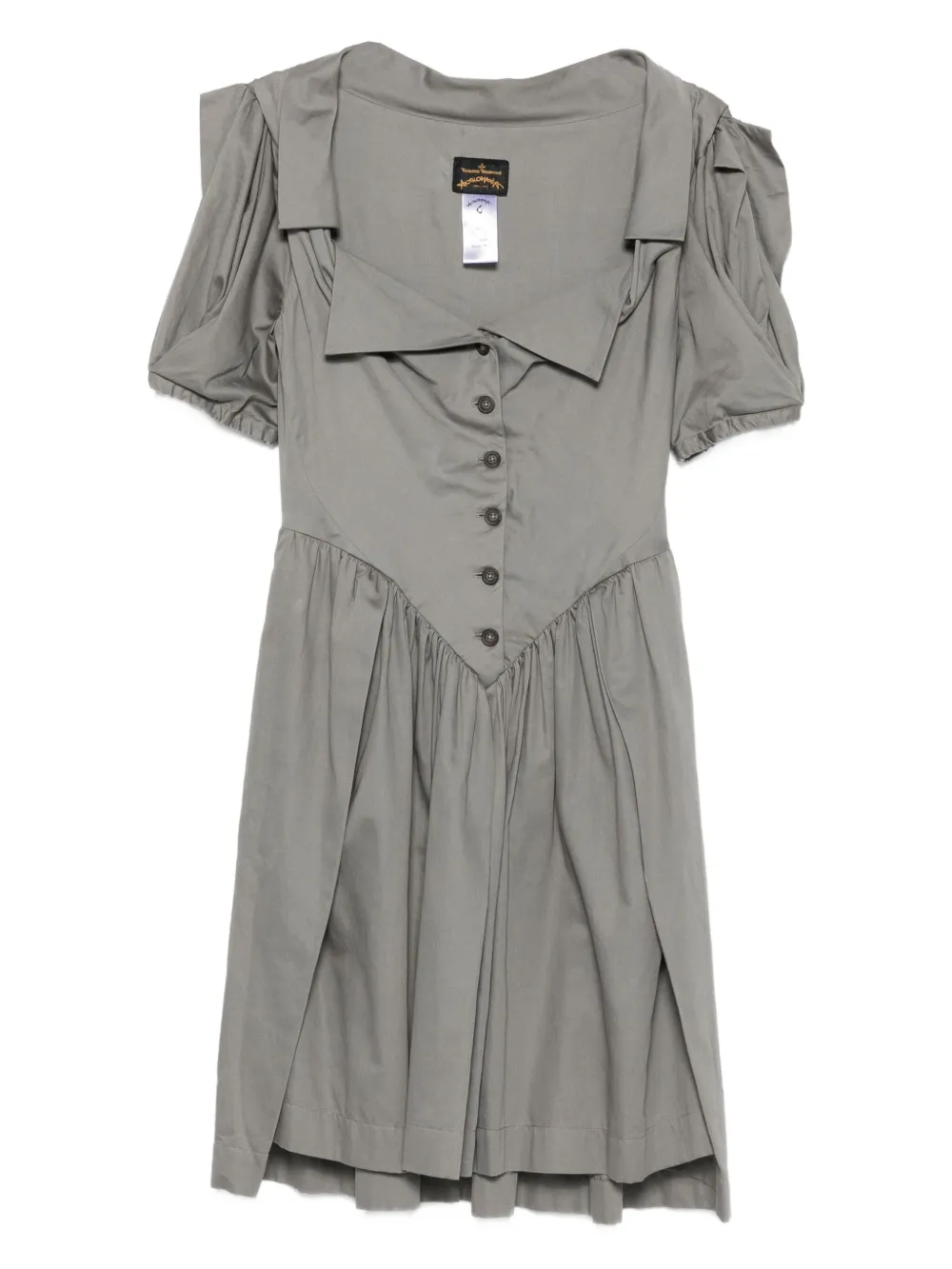 2010s buttoned puff-sleeve dress