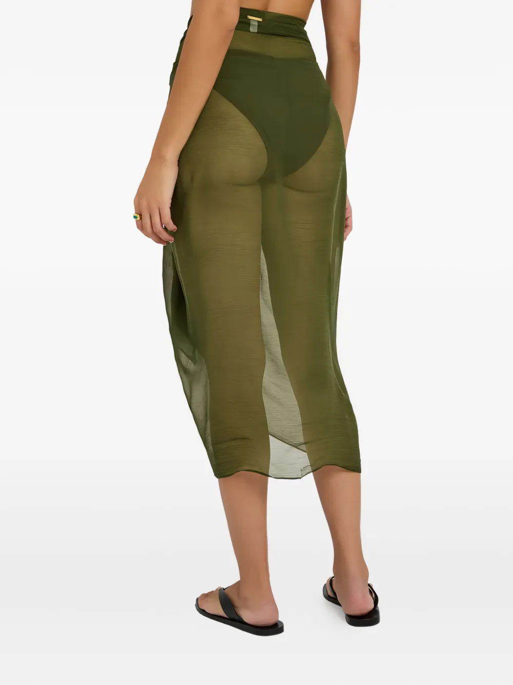 Away That Day Knotted Drape Sarong In Green