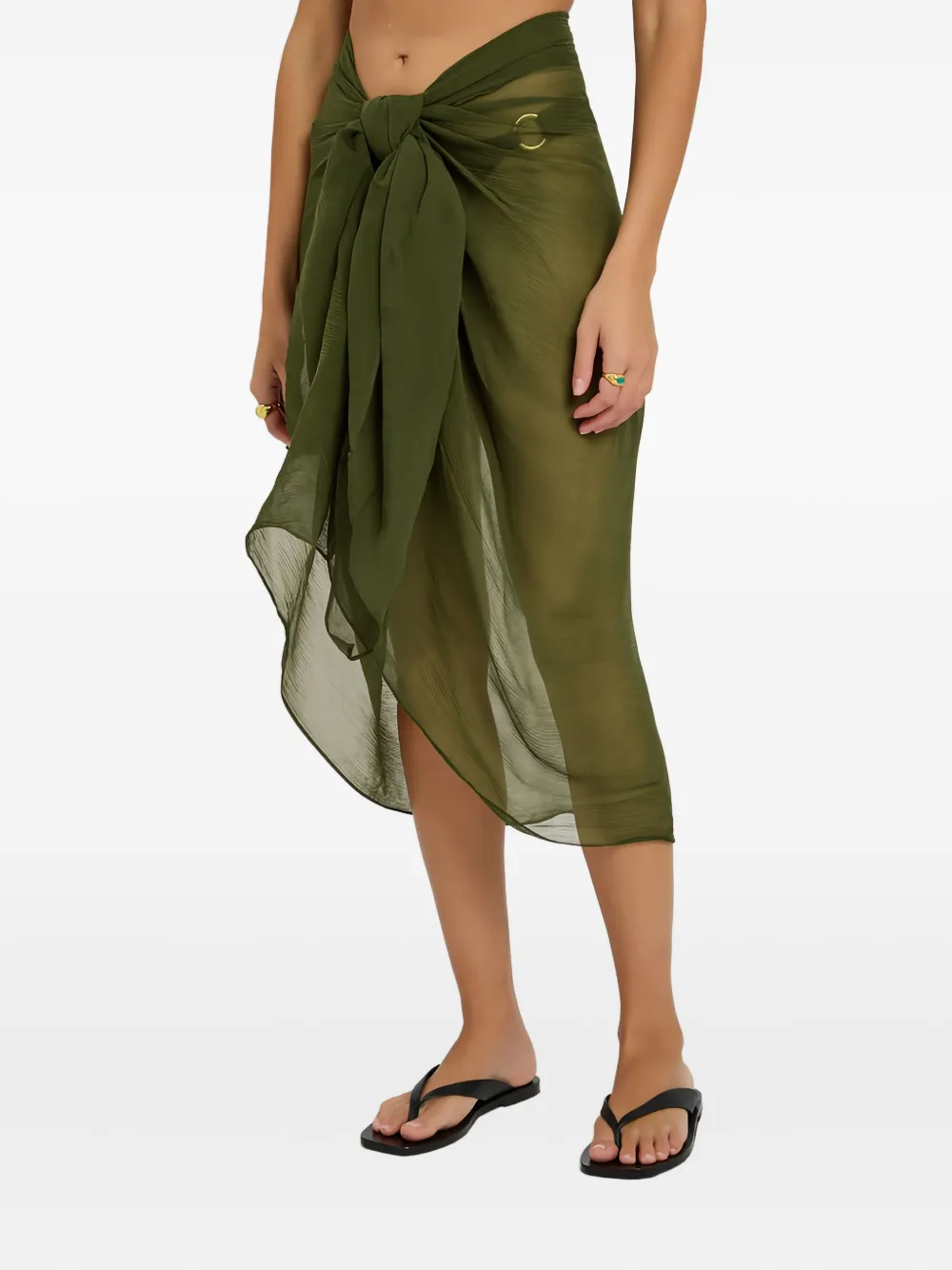 Away That Day Knotted Drape Sarong In Green
