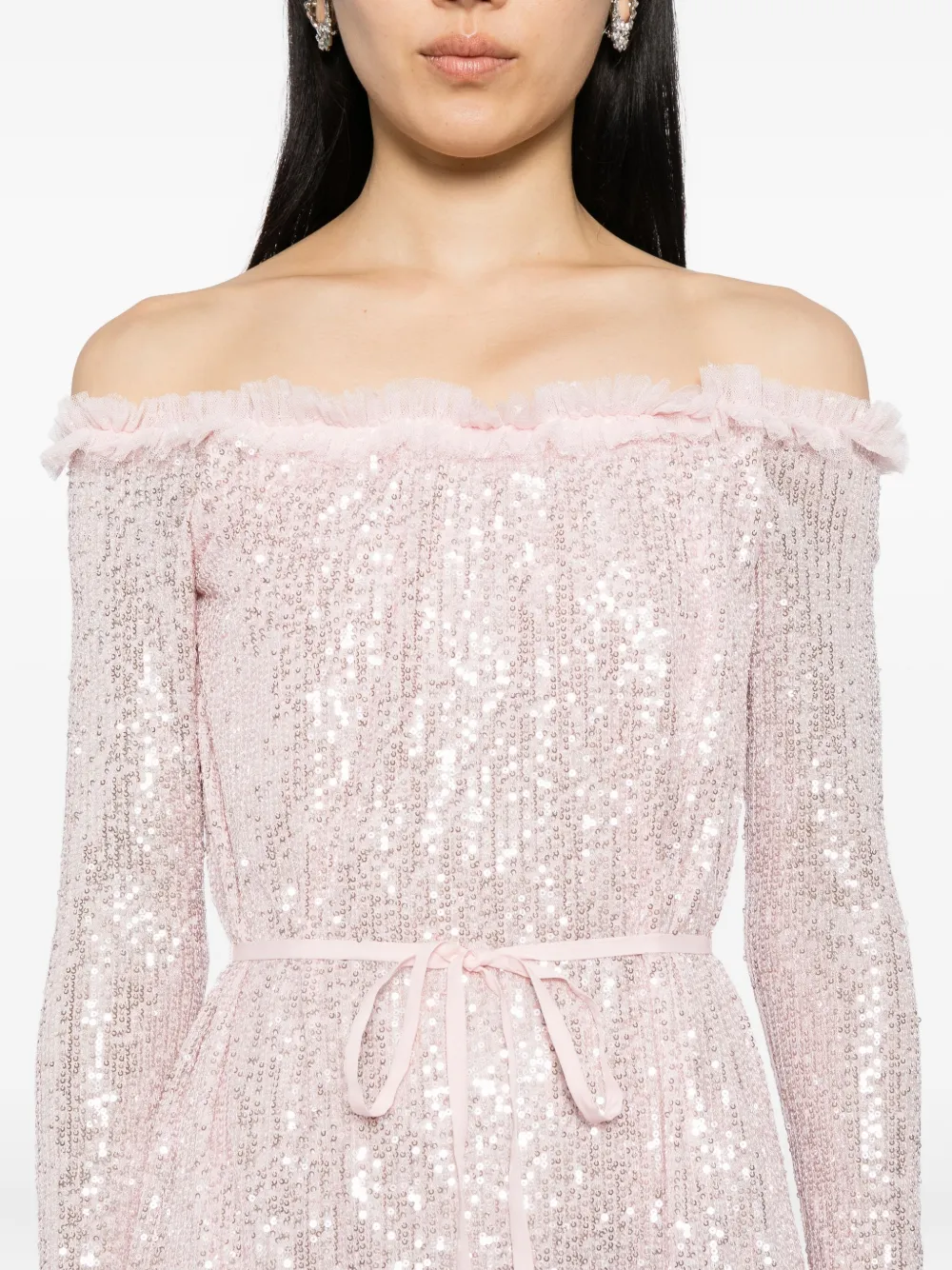 Needle & Thread Esme off-shoulder jurk Roze