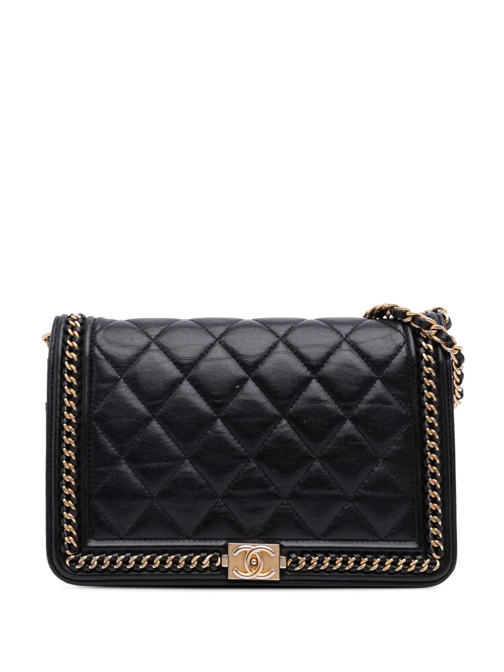 CHANEL Pre-Owned 2017-2018 Quilted Calfskin Chain Around Boy Wallet on CHANEL Pre-Owned 2017-2018 Quilted Calfskin Chain Around Boy Wallet on