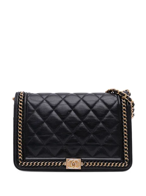 CHANEL Pre-Owned 2017-2018 Quilted Calfskin Chain Around Boy Wallet on Chain crossbody bag