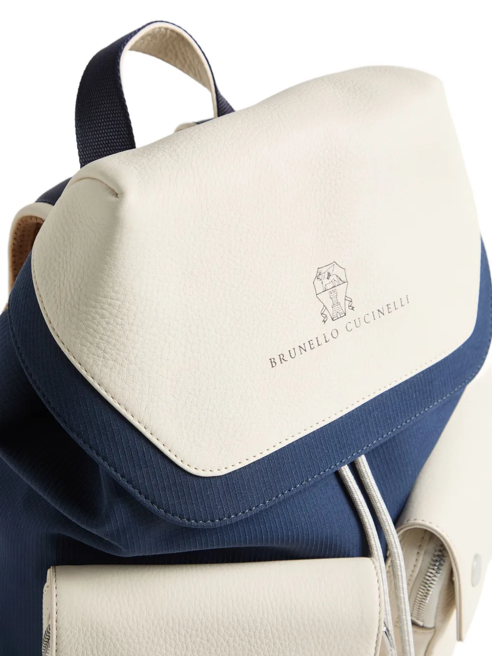 Brunello Cucinelli Kids Rugzak met dubbele zak en trekkoord Blauw