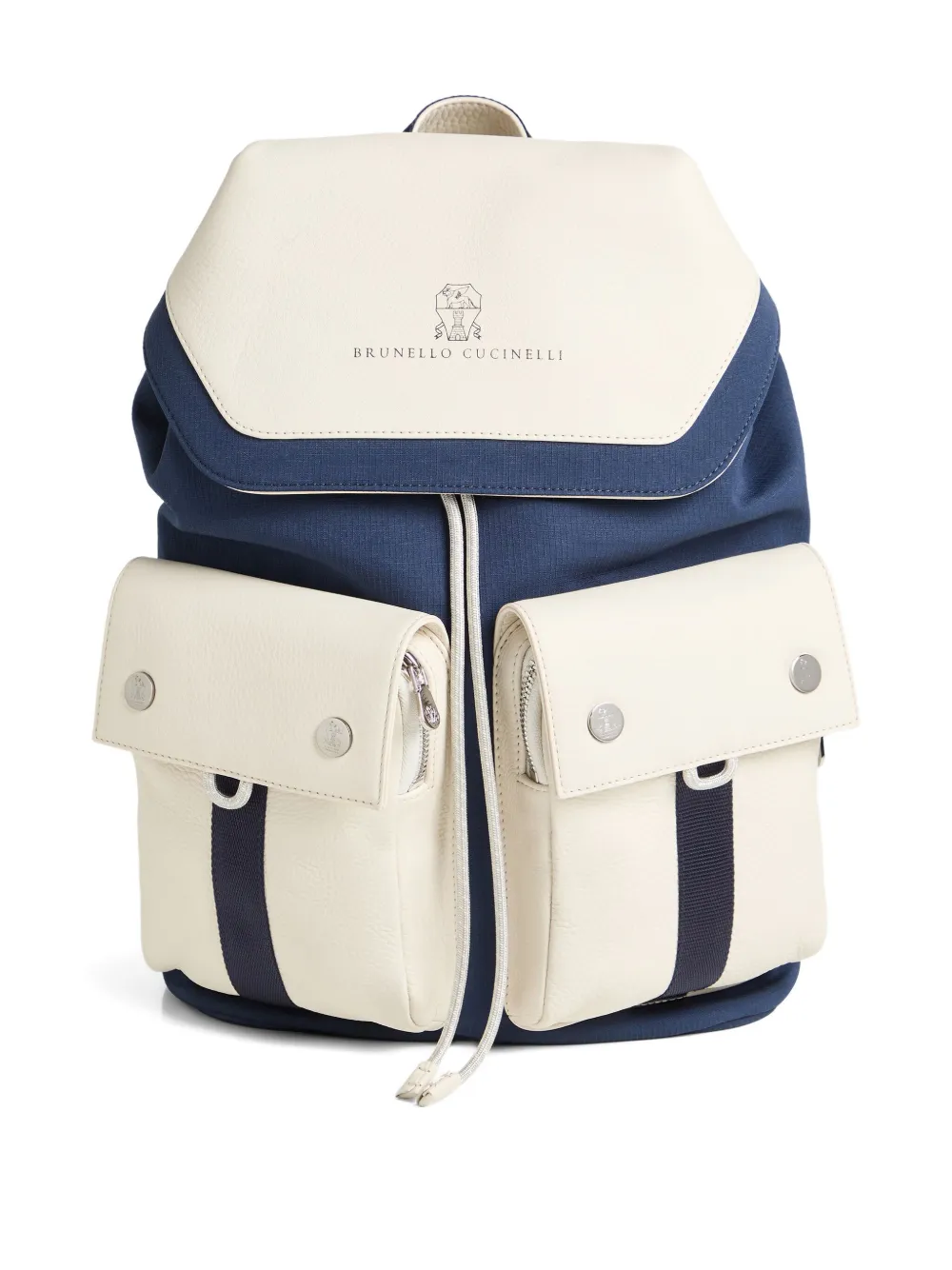 Brunello Cucinelli Kids Rugzak met dubbele zak en trekkoord Blauw