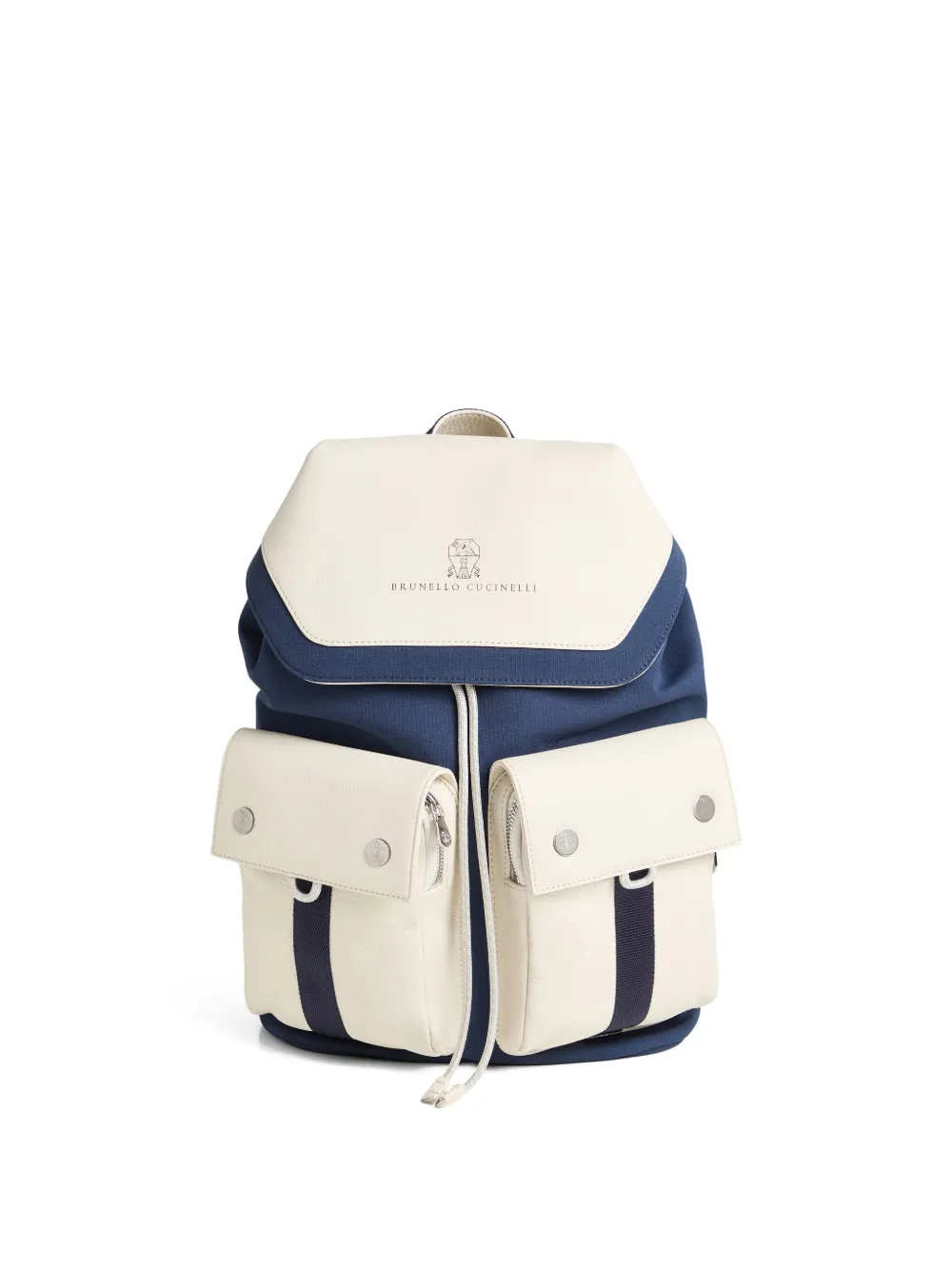 Brunello Cucinelli Kids Rugzak met dubbele zak en trekkoord Blauw