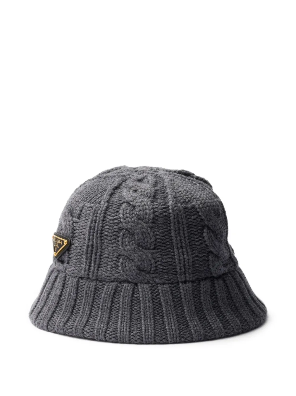 Prada Kabelgebreide vissershoed met logo Grijs