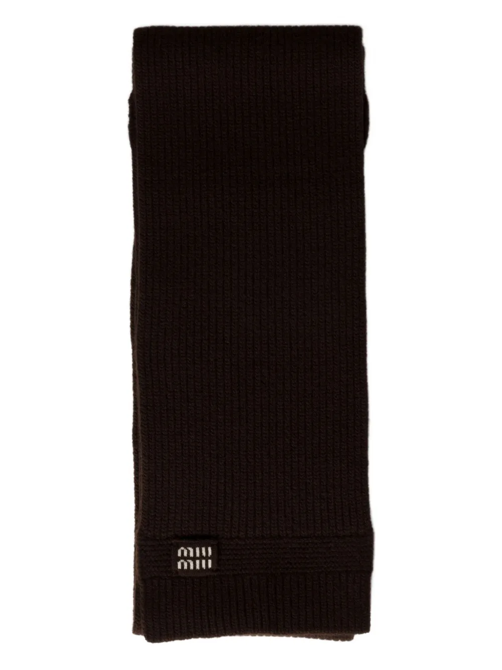Miu Miu Logo-intarsia Cashmere Scarf In Black