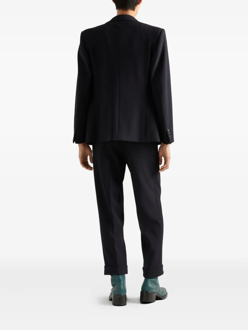 Prada Plooibroek met gesp aan de zijkant Blauw