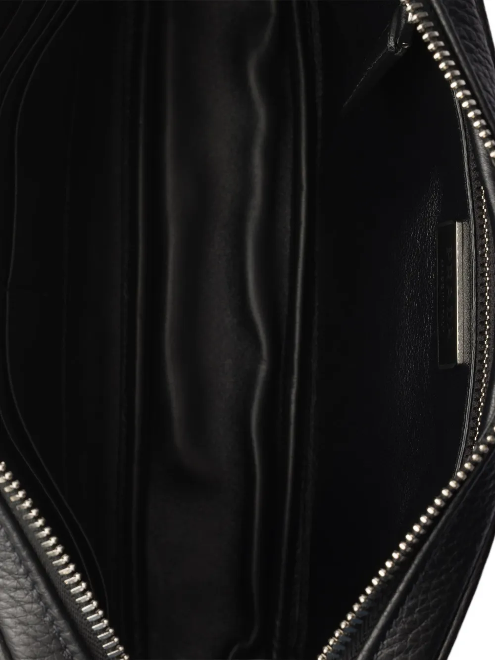 Prada Leather Triangle Logo Clutch In Black