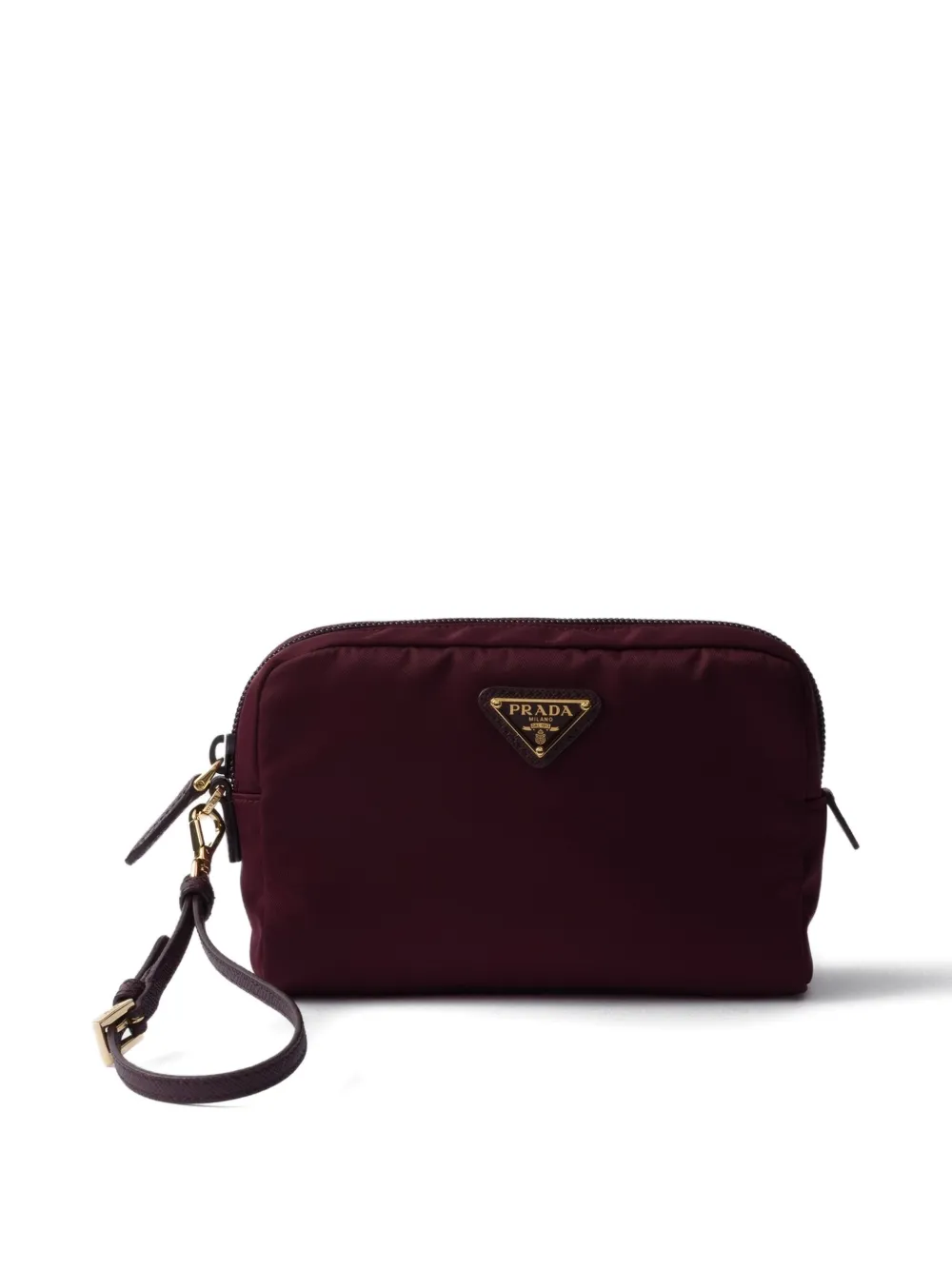 Prada triangle-logo makeup bag - ブラウン Prada triangle-logo makeup bag - ブラウン