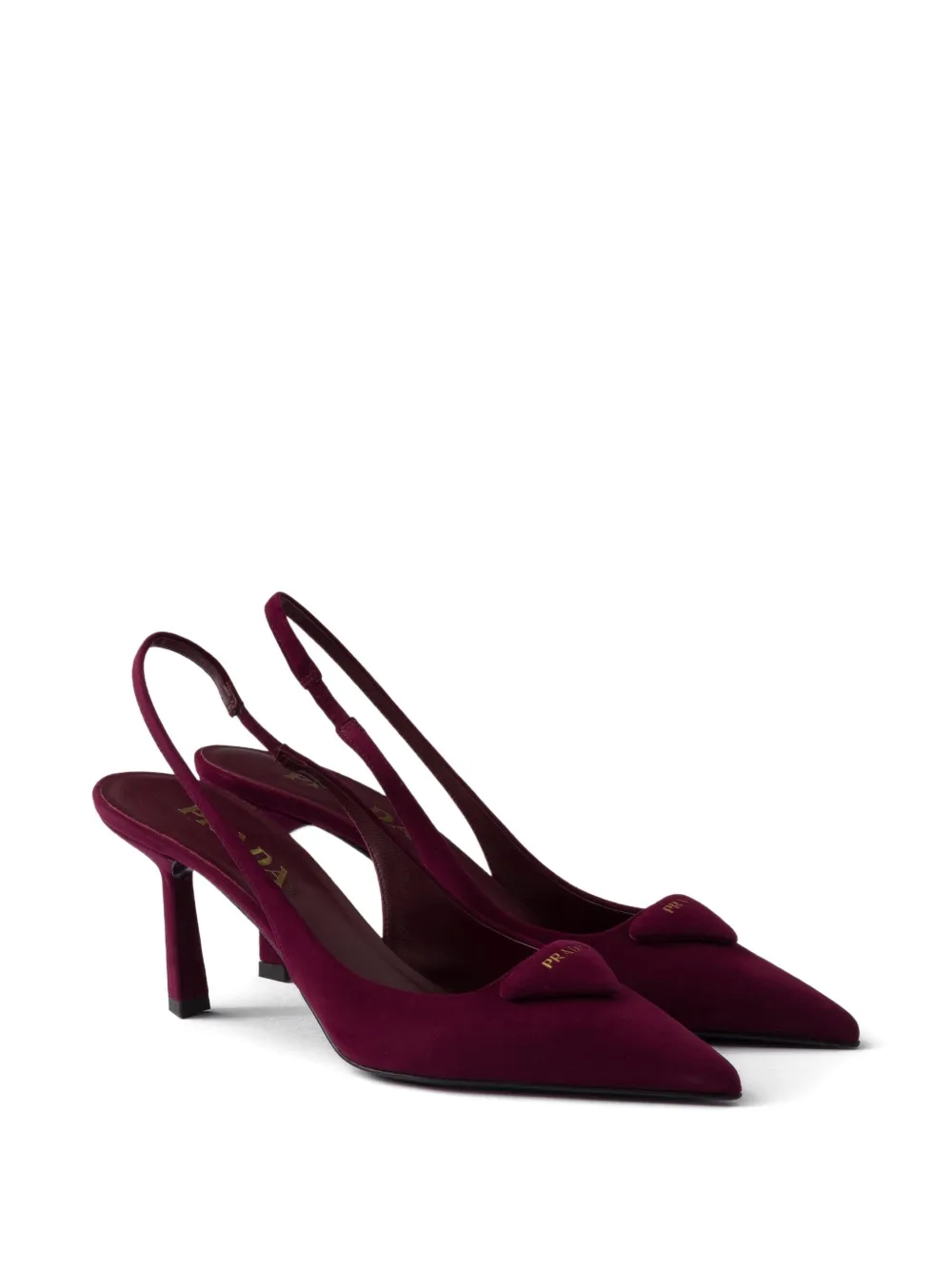 Prada 75mm slingback triangle-logo pumps Red