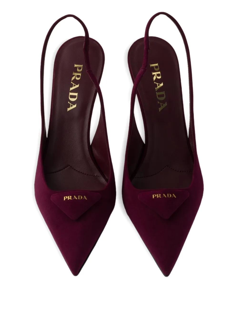 Prada 75mm slingback triangle-logo pumps Red