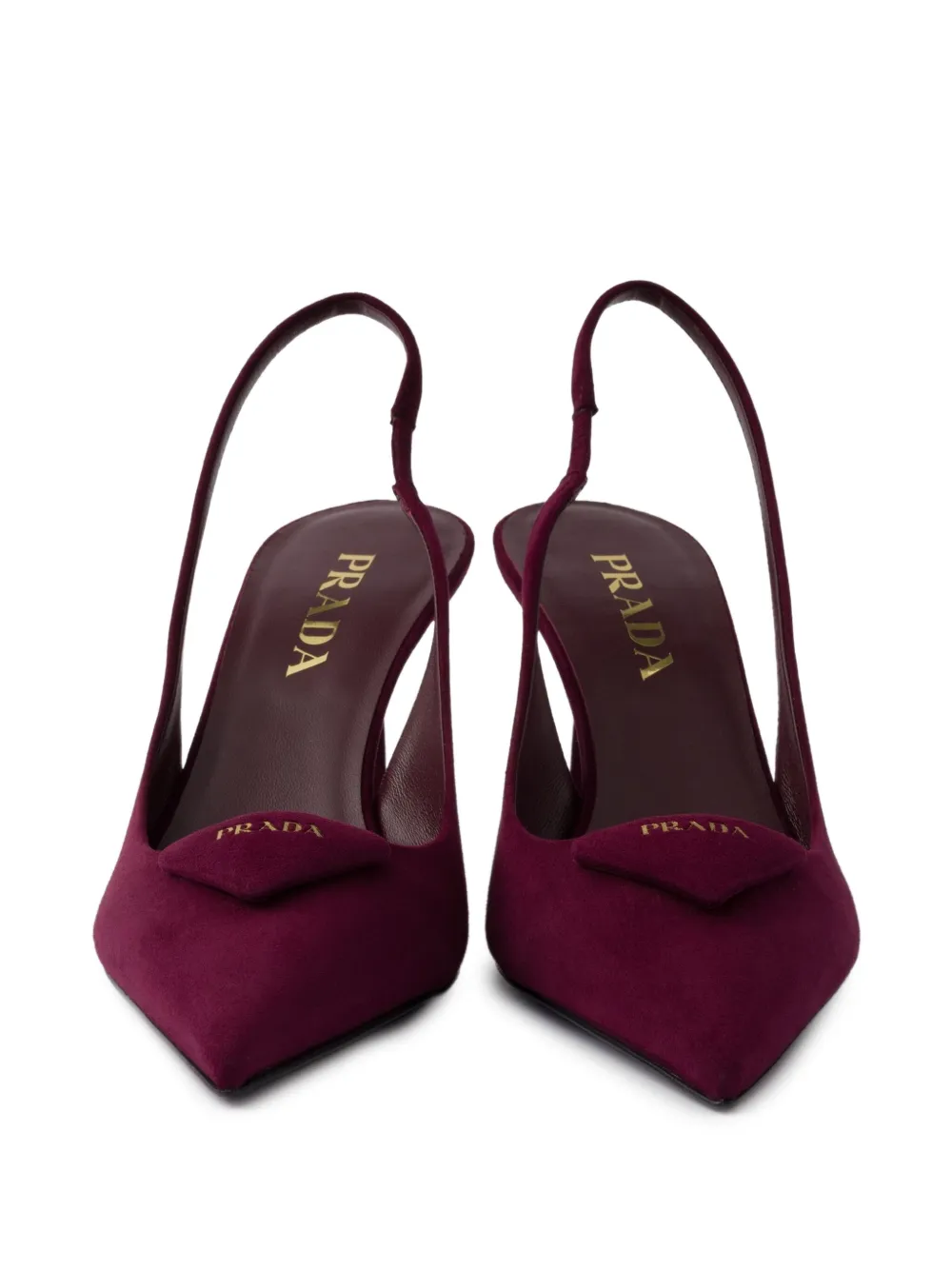 Prada 75mm slingback triangle-logo pumps Red