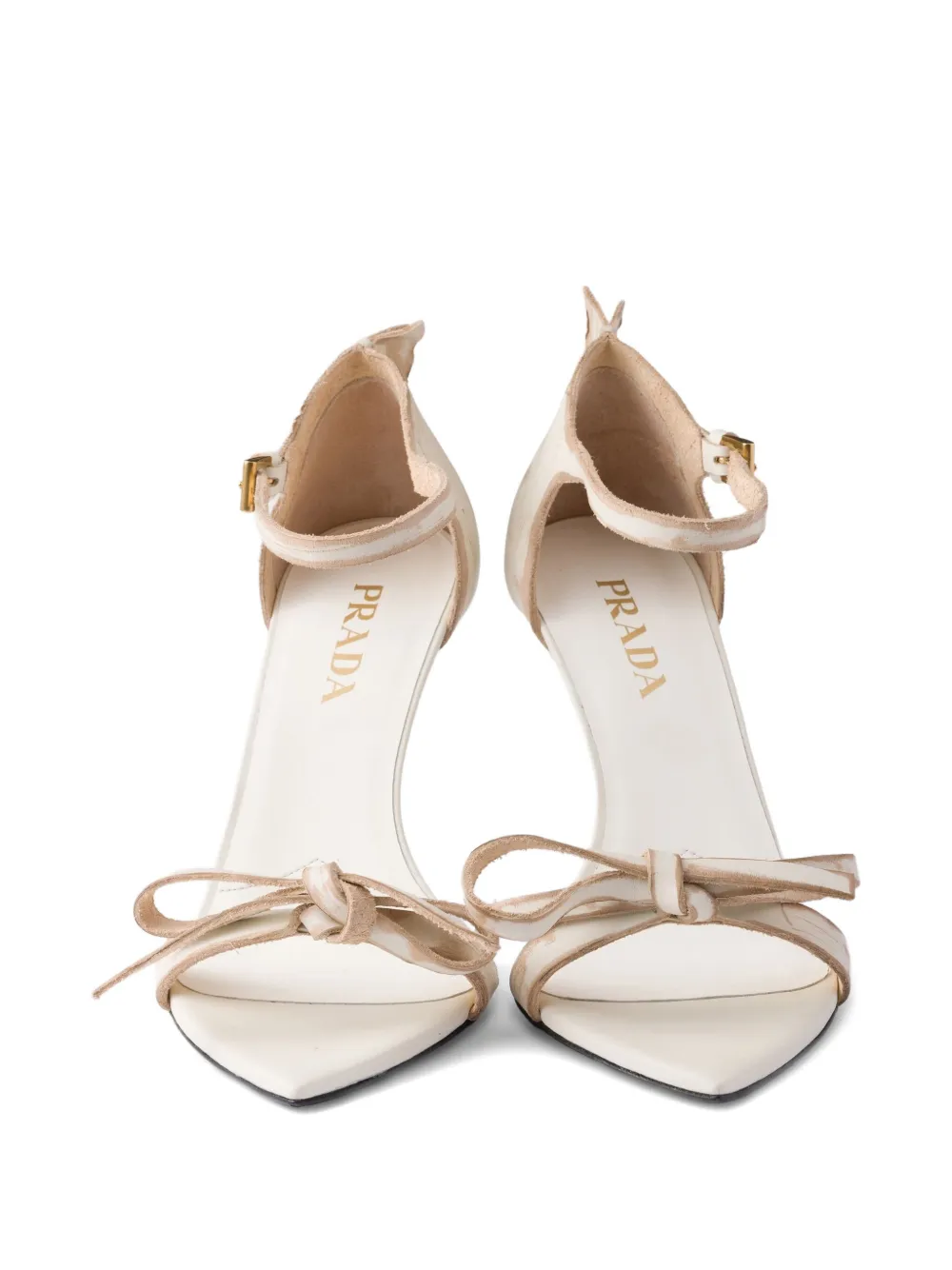 Prada bow leather sandals Neutrals