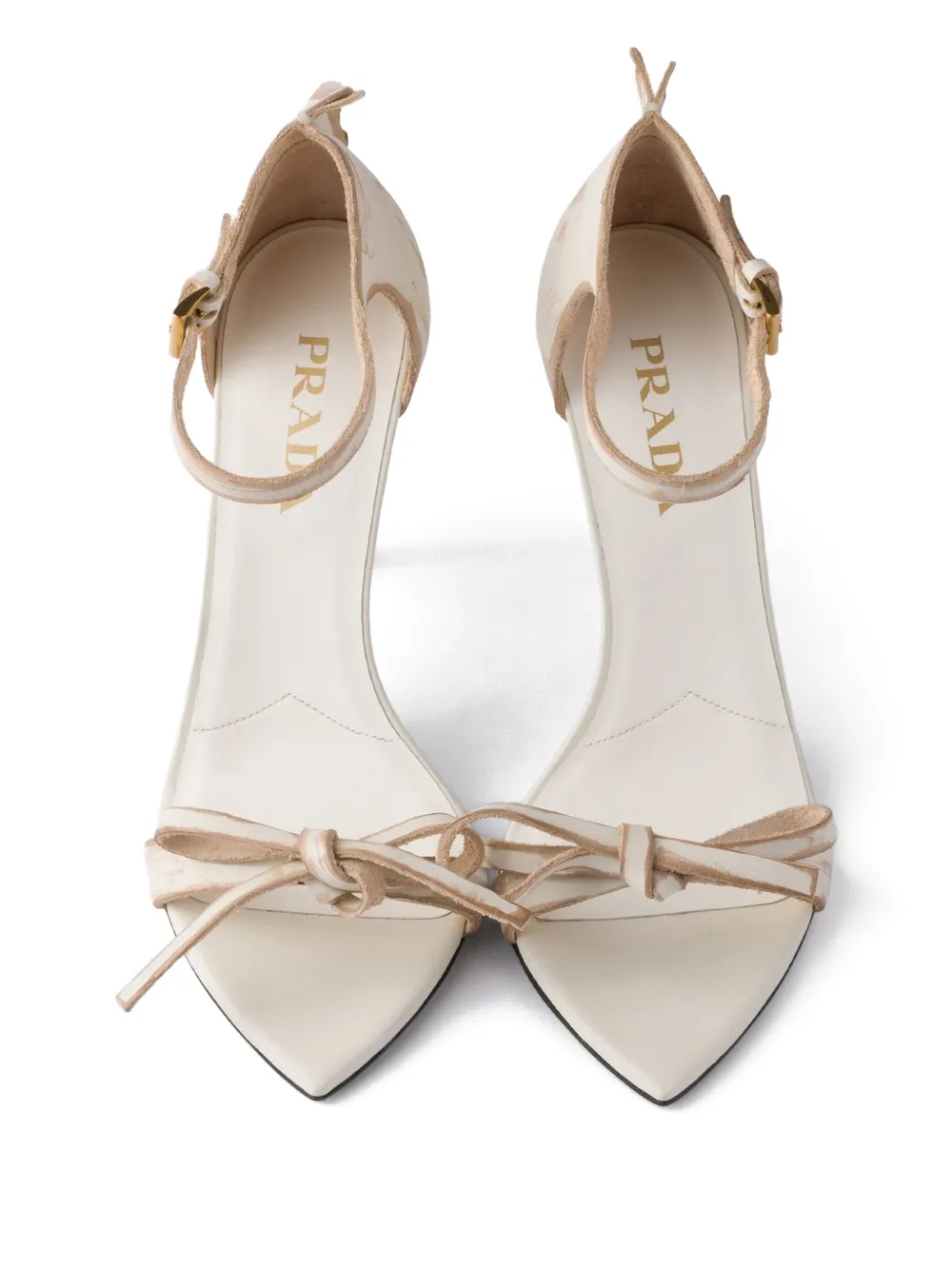 Prada bow leather sandals Neutrals