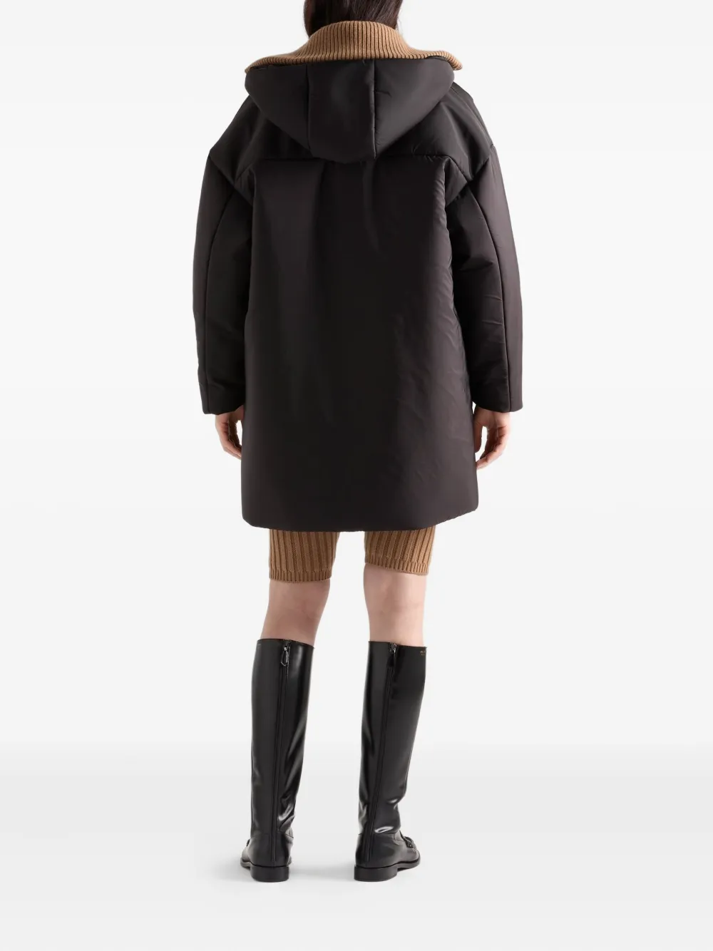Prada Hooded Snap-fit Fastening Coat In Black