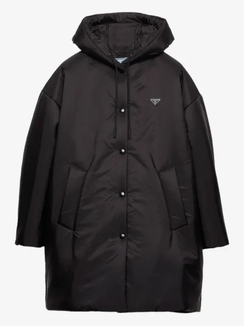 Prada hooded snap-fit fastening coat