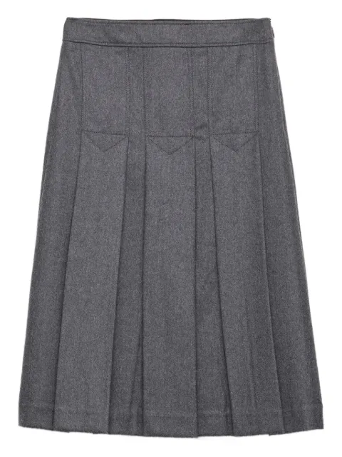 Prada pleated flannel skirt