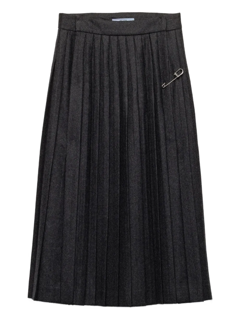 Prada Midi-plooirok met veiligheidsspeld Grijs