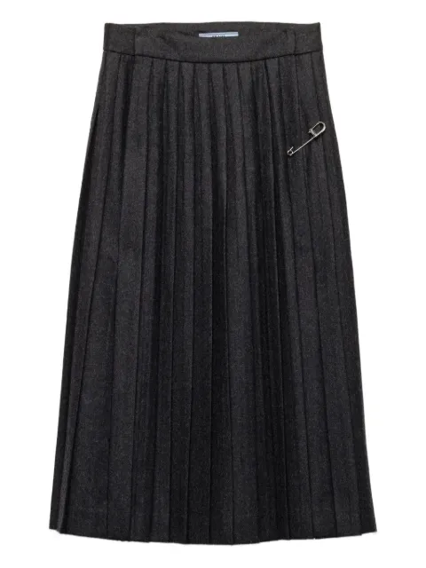 Prada pleated safety-pin midi skirt