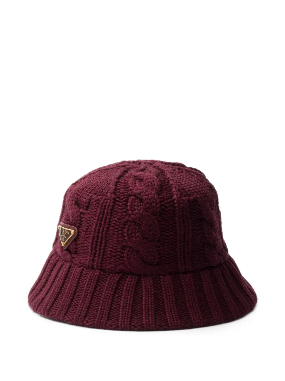 Prada Kabelgebreide vissershoed met logo Rood