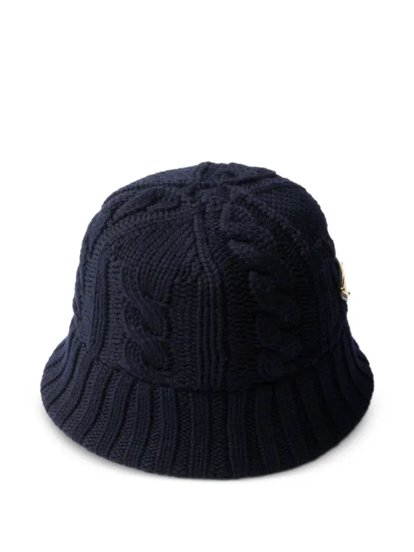 Prada ケーブルニット バケットハット | ブルー | FARFETCH JP Prada ケーブルニット バケットハット | ブルー | FARFETCH JP
