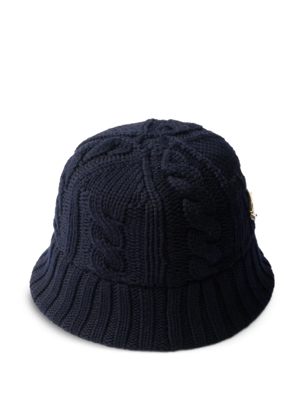 Prada Kabelgebreide vissershoed met driehoekig email logo Blauw