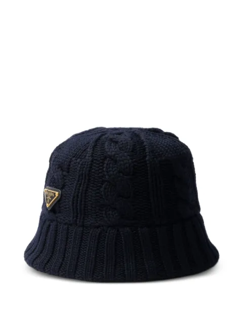Prada cable-knit enamel-triangle logo bucket hat