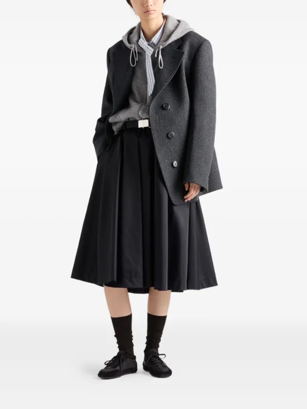Prada ベルテッド プリーツスカート | ブラック | FARFETCH JP