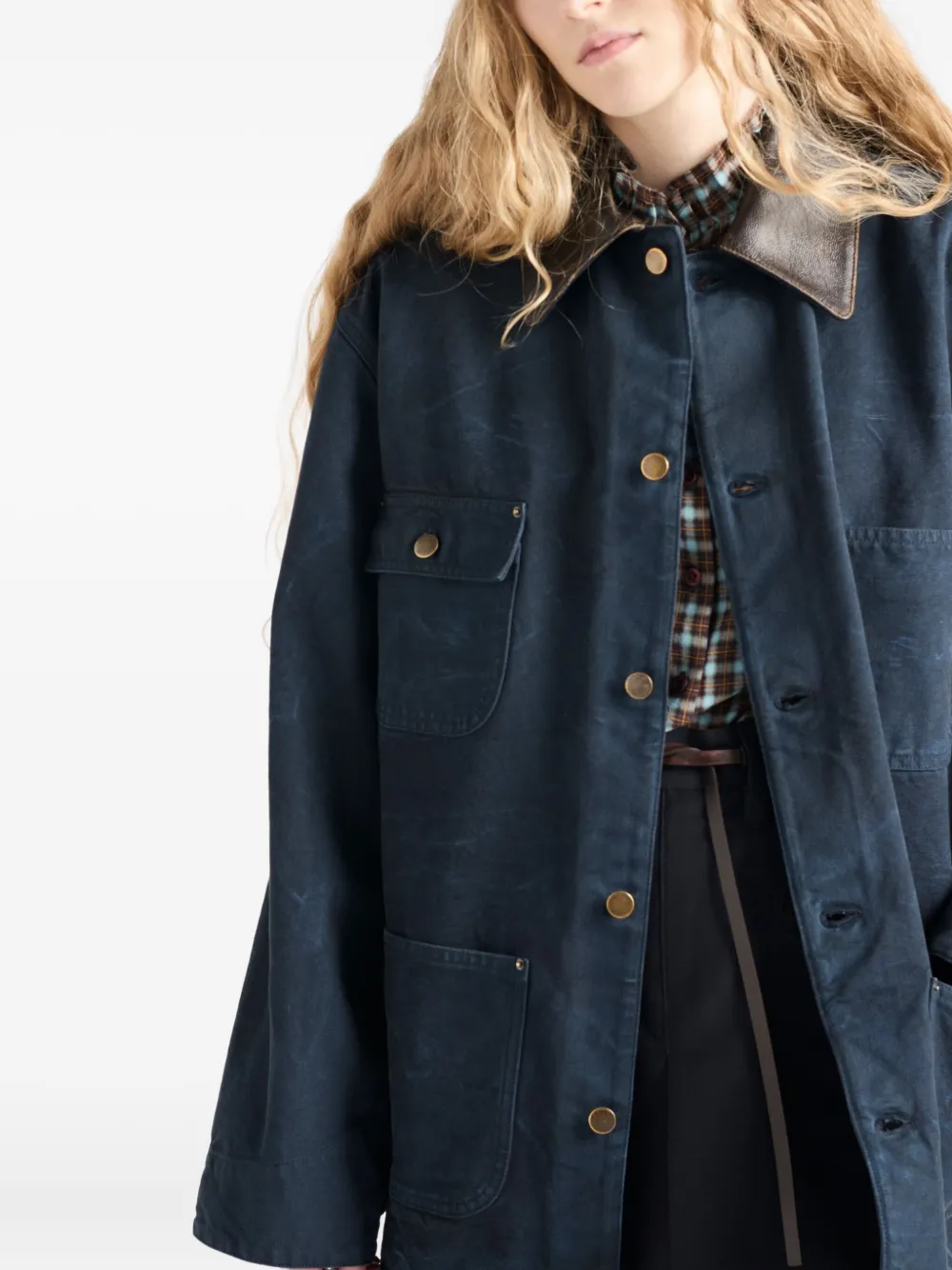 Prada Jack met leren kraag en knopen Blauw