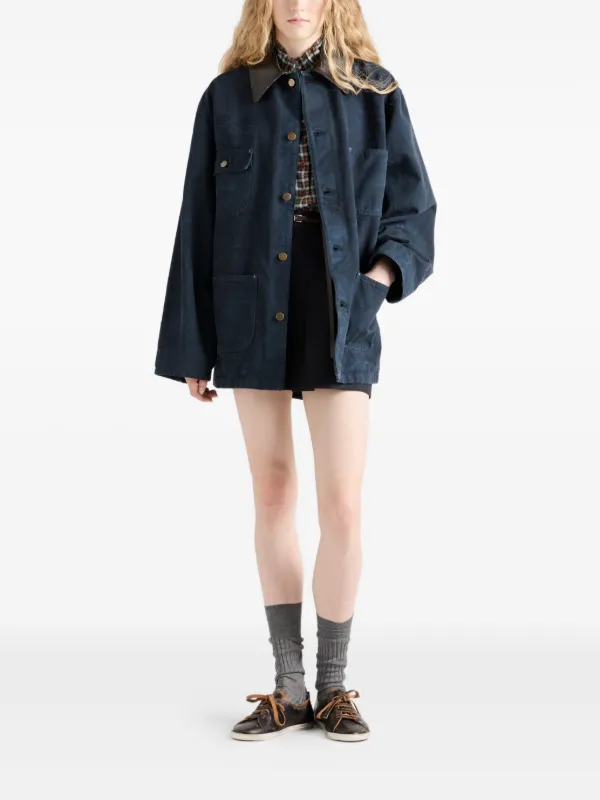 Prada レザーカラージャケット | ブルー | FARFETCH JP