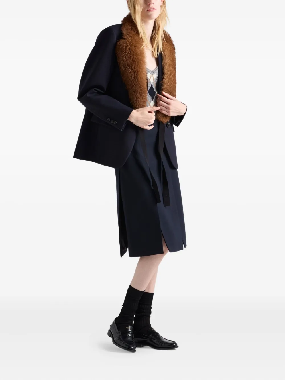 Prada Midi-rok met split - Blauw