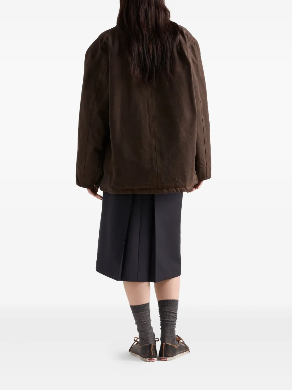 Prada Plooirok met contrasterende zak - Blauw