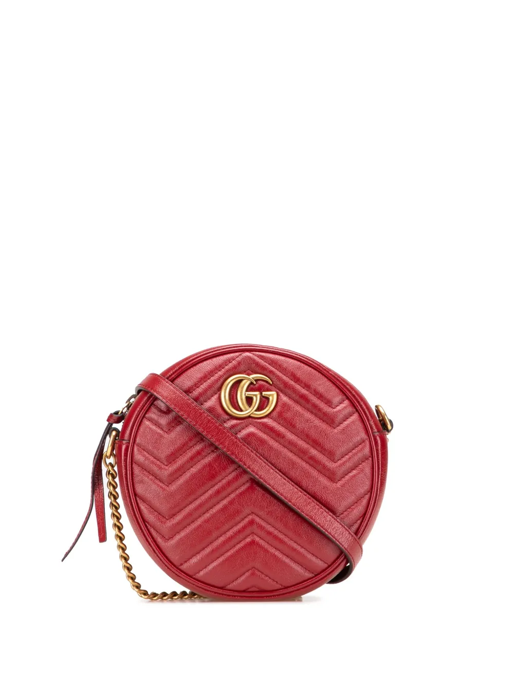 Gucci Pre-Owned 2016-2025 ミニ GGマーモント マテラッセ レザー ラウンドショルダーバッグ - レッド Gucci Pre-Owned 2016-2025 ミニ GGマーモント マテラッセ レザー ラウンドショルダーバッグ - レッド